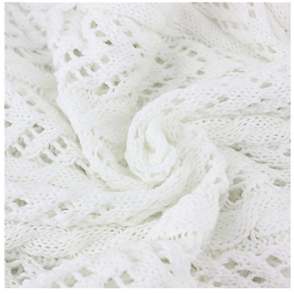 White Crochet Knit Bodycon Cover Up Maxi Dress - Picture 8 of 8